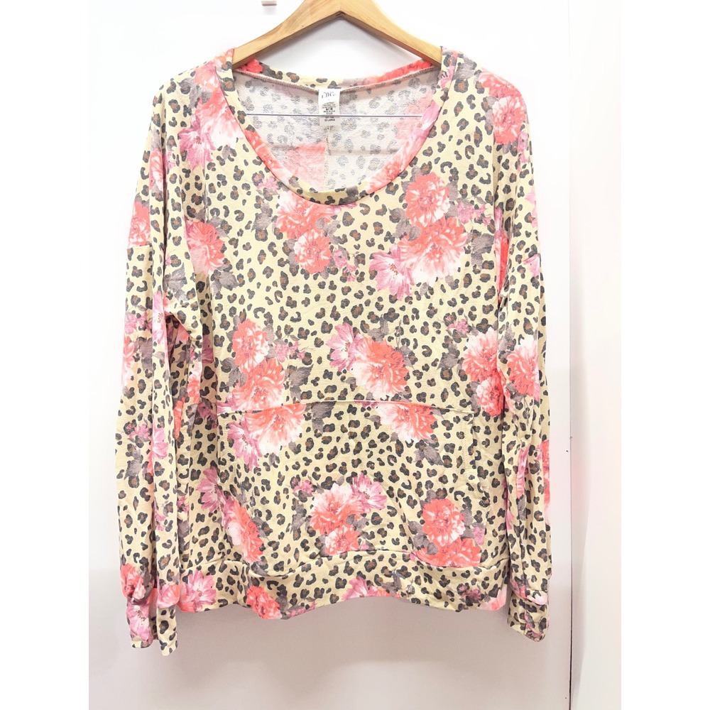 Sew In Love Leopard Floral Long Sleeve Top Pink Animal Print ET270-1339FTX 2X